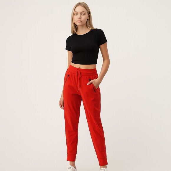 Athleta Orange Joggers | Zip Pockets | Size M | EUC | Nylon Stretch Comfort - Picture 1 of 9